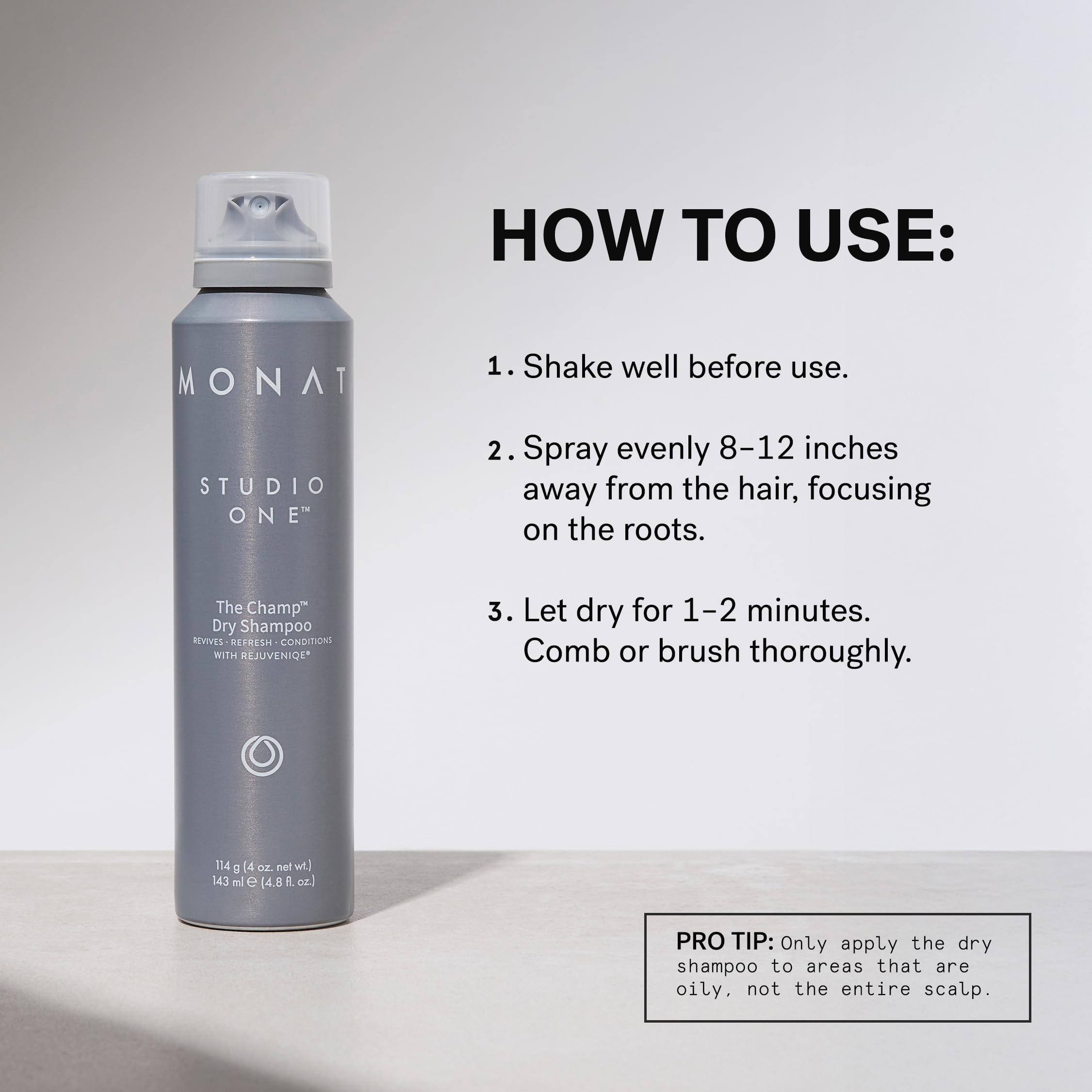 MONAT The Champ label ingredients close-up listing Rejuveniqe and vegan formula benefits