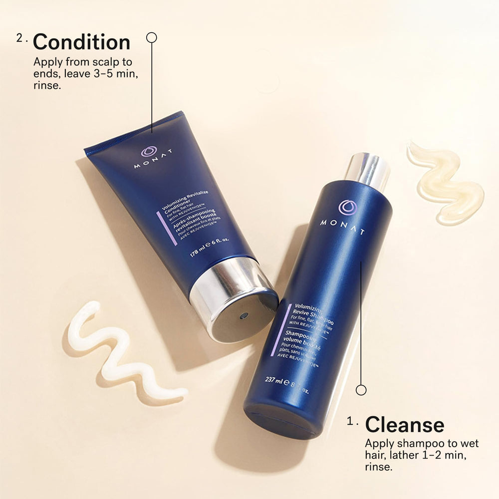 MONAT styled hair after use showing lifted volume and natural shine