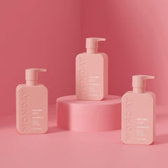 MONDAY HAIRCARE bottle recyclable symbol promoting eco friendly packaging benefit