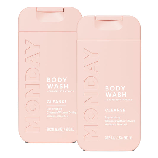 MONDAY HAIRCARE front packaging showing dual 600 mL bottles and product benefit