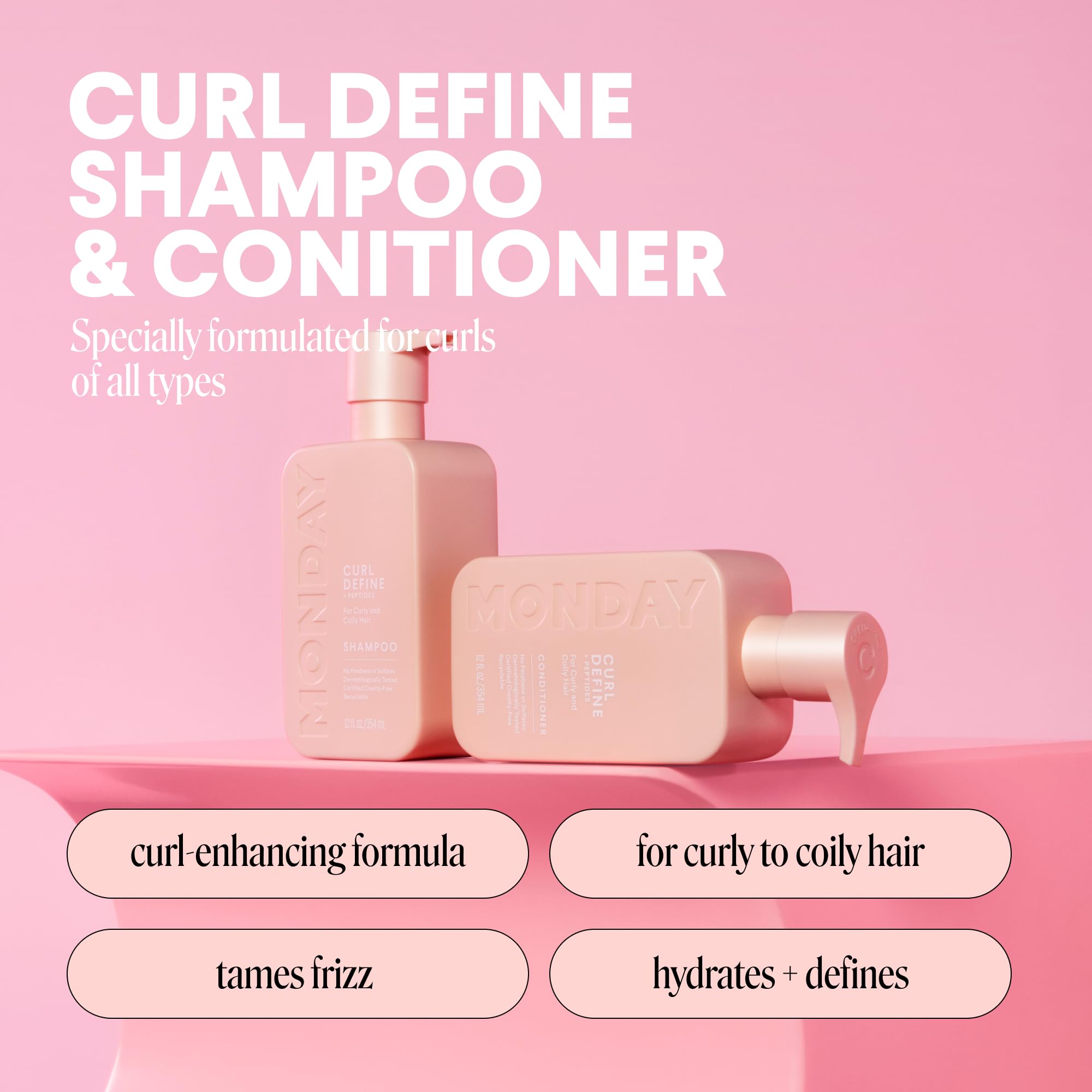 MONDAY HAIRCARE back label ingredient list highlighting peptides and coconut oil