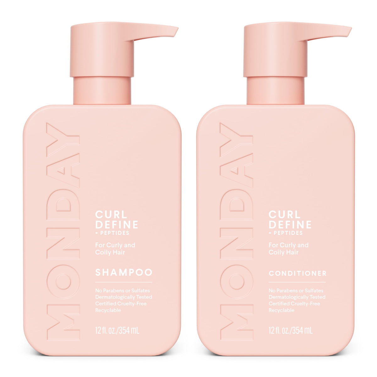 MONDAY HAIRCARE front packaging showing curl define set and clear benefits