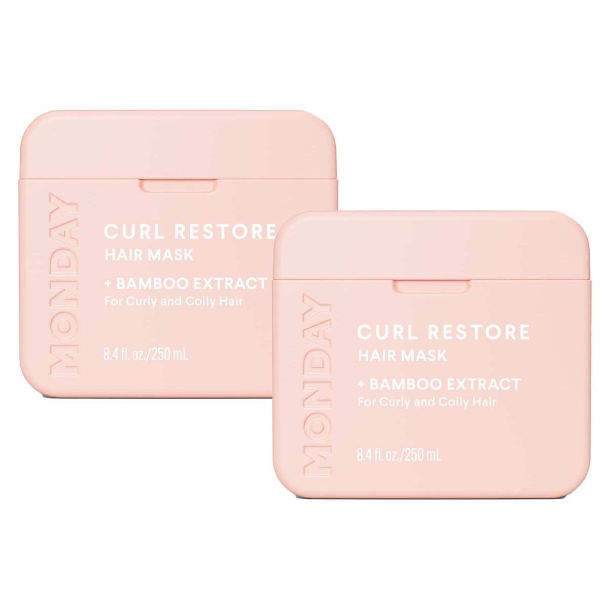 MONDAY HAIRCARE front packaging showing dual 250 mL jars for hydration