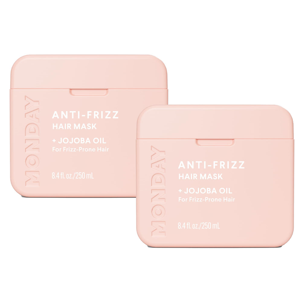 MONDAY HAIRCARE front packaging shows dual 250 mL jars and product benefits