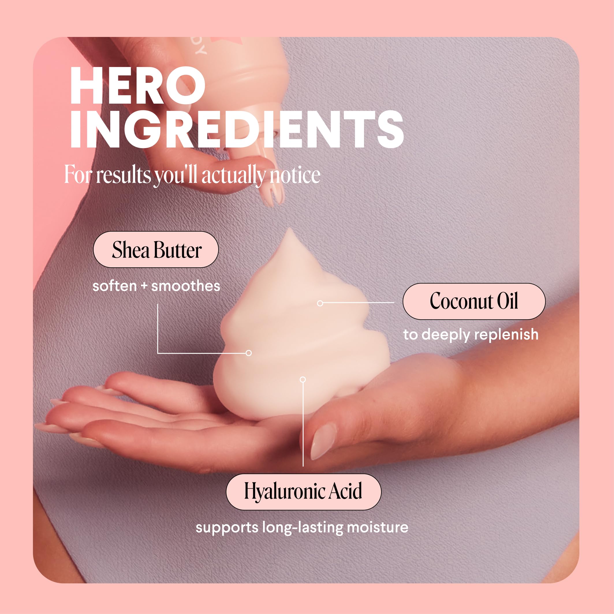 MONDAY HAIRCARE ingredients display hyaluronic acid, shea, coconut benefits