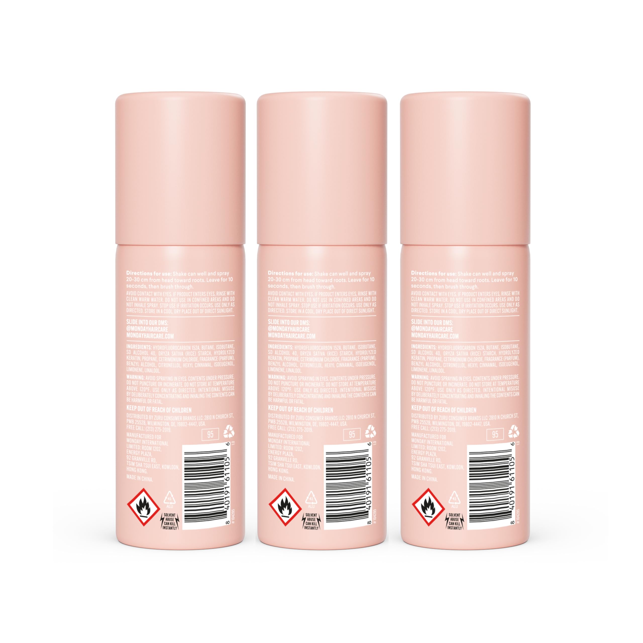 MONDAY HAIRCARE model applying dry shampoo for quick styling benefit