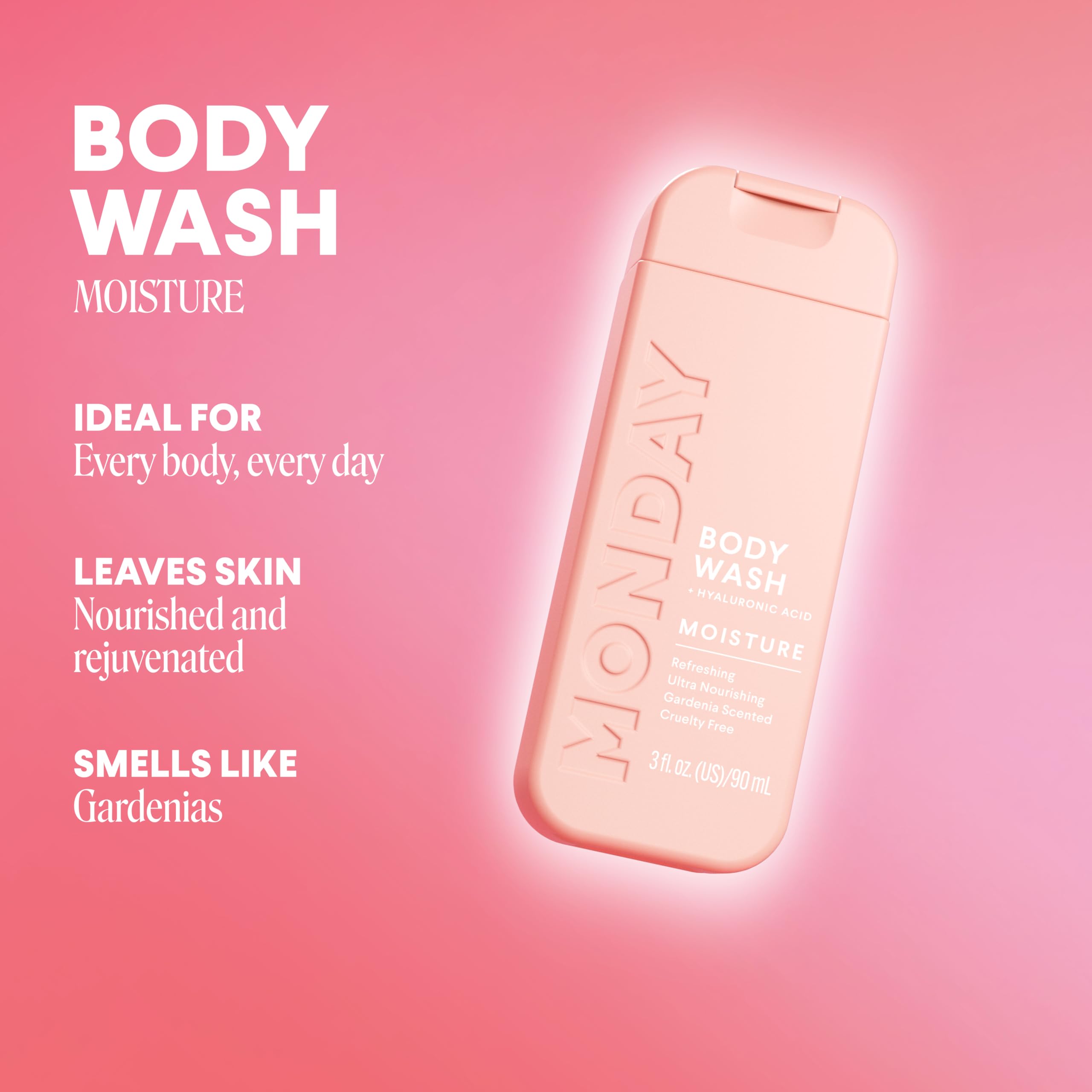 MONDAY HAIRCARE close-up of bottle texture and label highlighting key hydrating ingredients