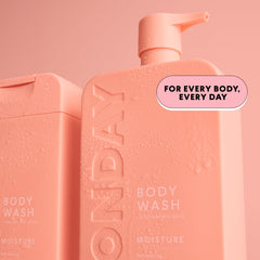 MONDAY HAIRCARE pour on palm demonstration showing lightweight emollient finish and easy rinse