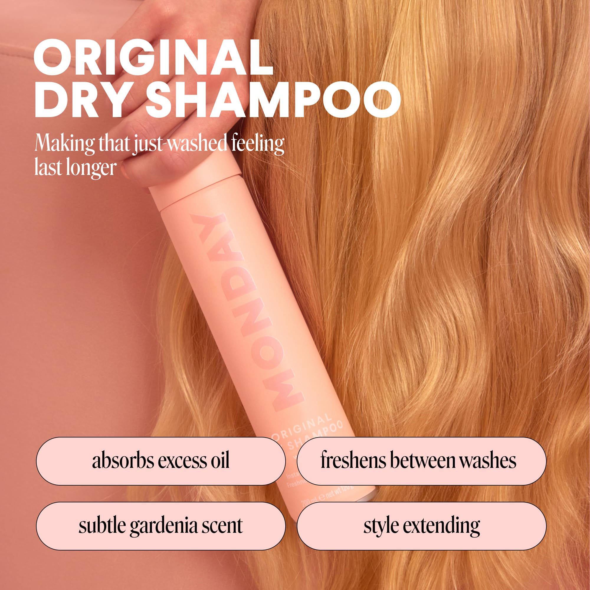 MONDAY HAIRCARE close-up label highlighting keratin and clean formula benefits