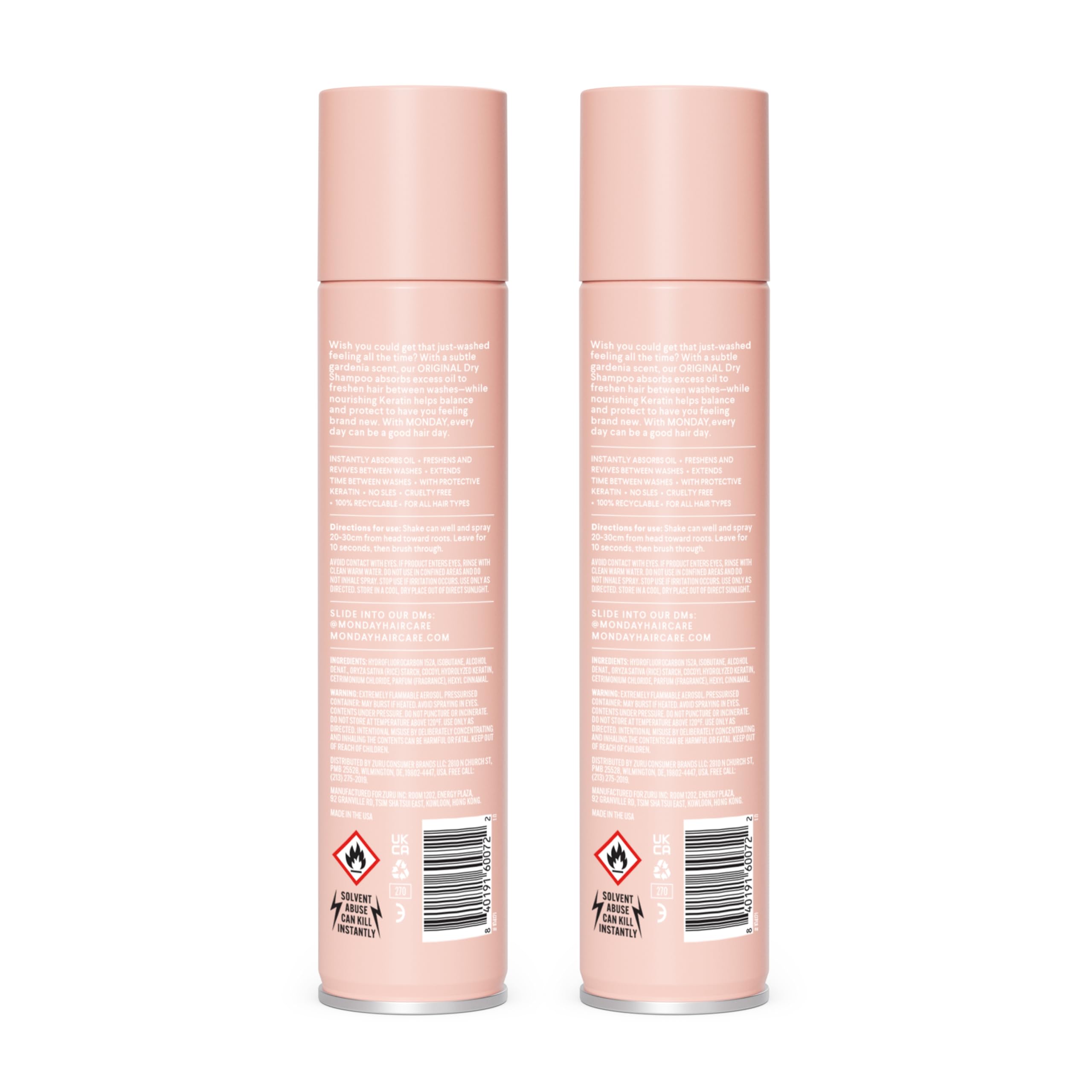 MONDAY HAIRCARE next to hand for scale showing compact 200 mL size