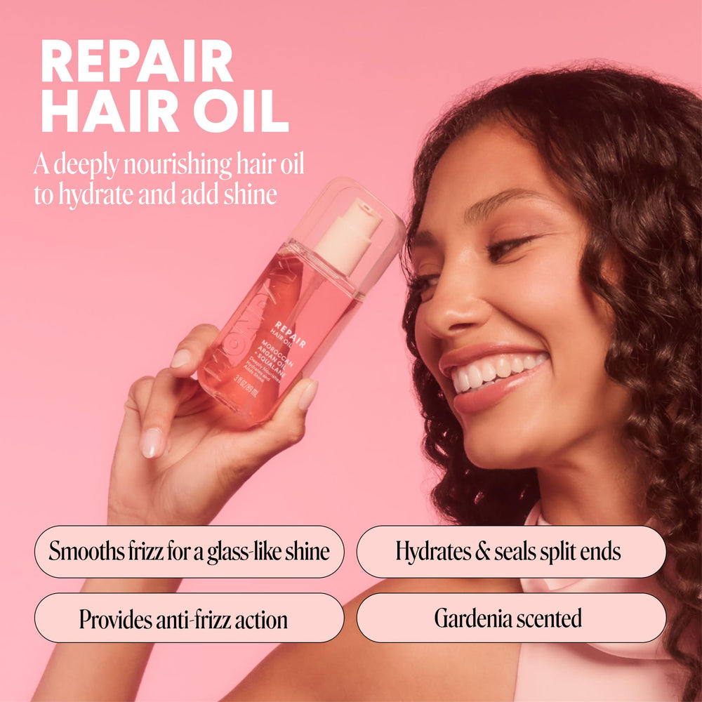 MONDAY HAIRCARE oil drop pouring from nozzle to control application
