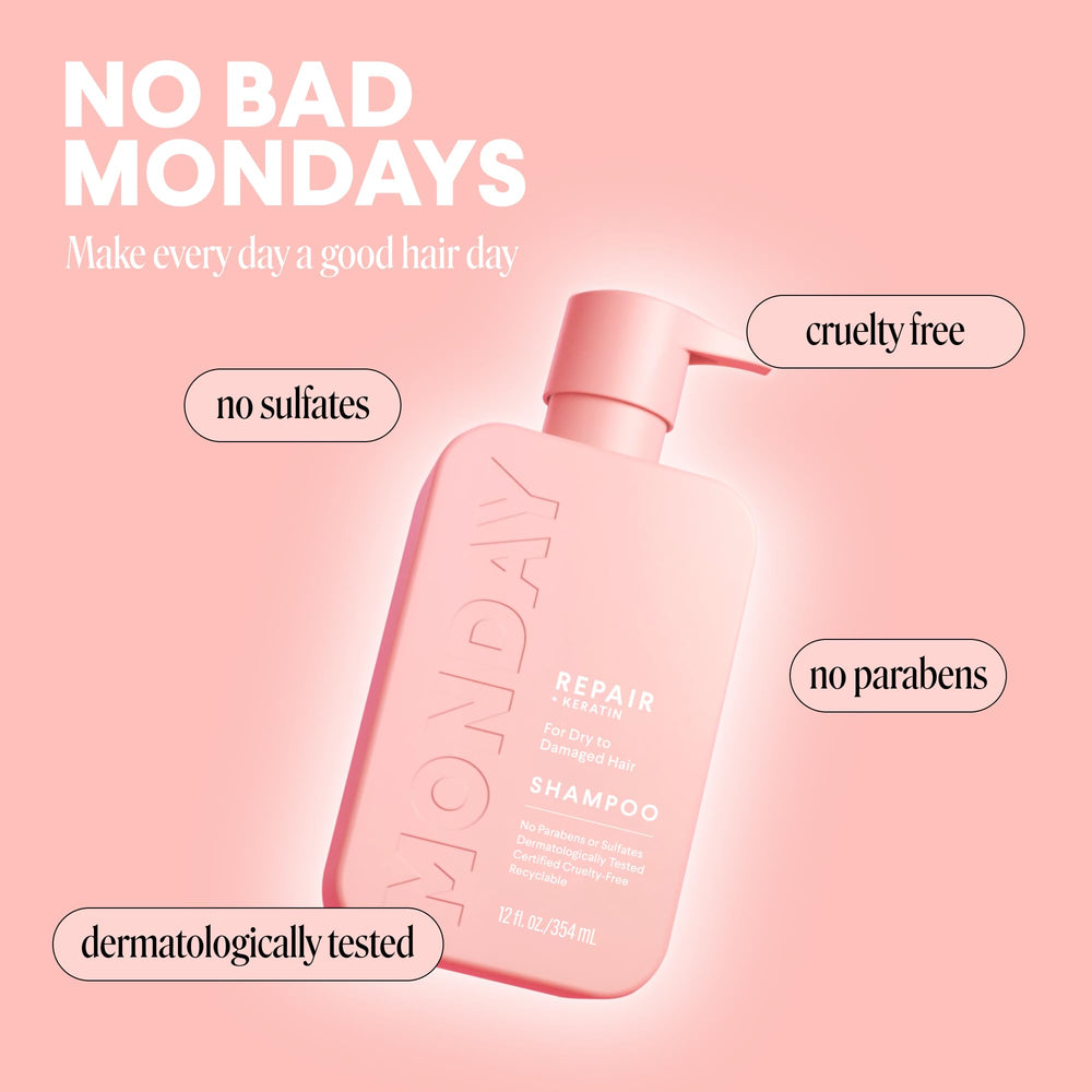 MONDAY HAIRCARE before and after hair showing improved smoothness