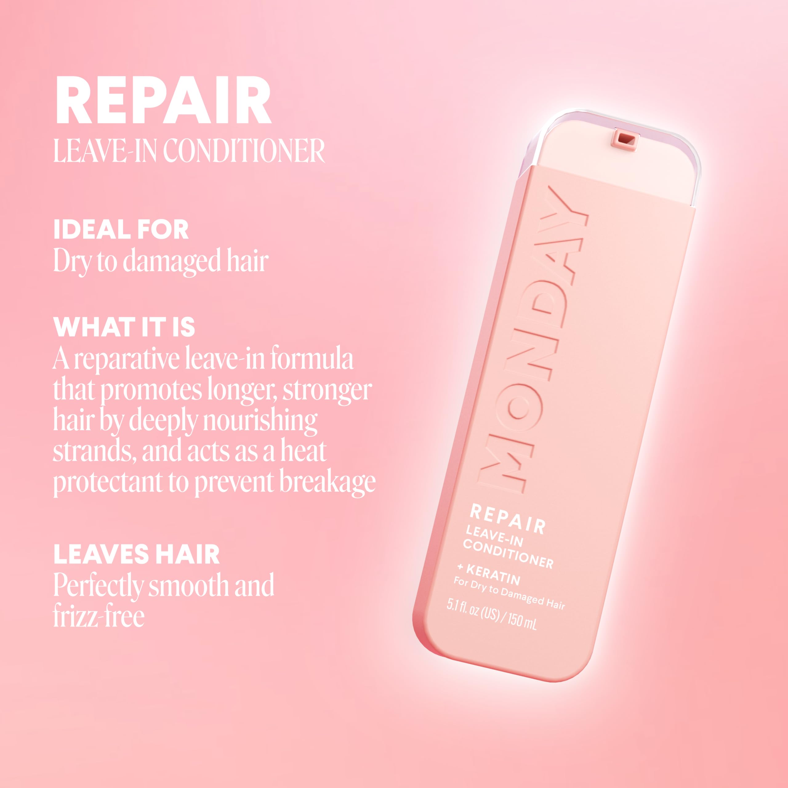 MONDAY HAIRCARE texture close-up highlighting creamy lightweight formula and hydration