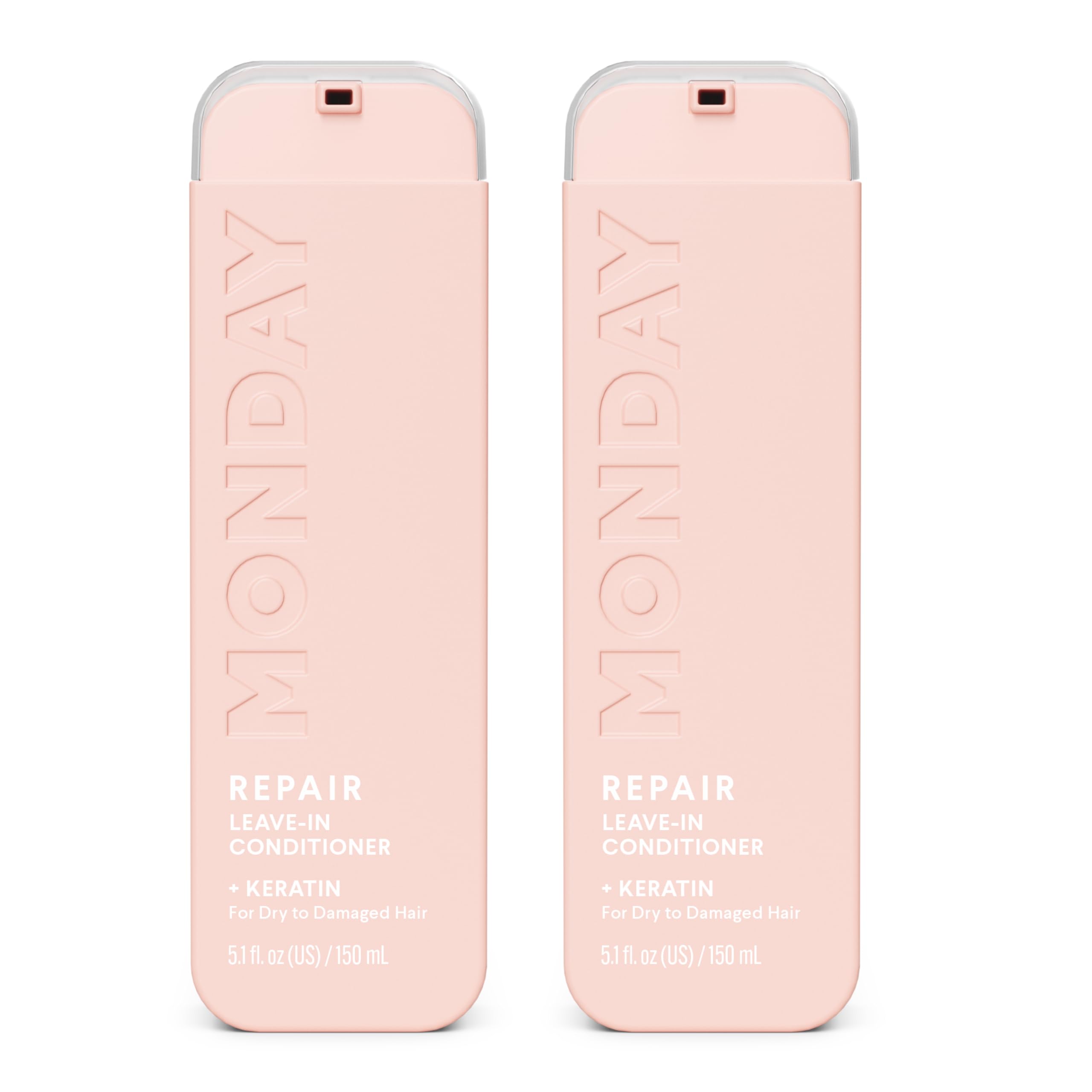 MONDAY HAIRCARE front packaging showing twin 5 oz bottles and product benefit