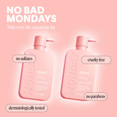 MONDAY HAIRCARE 12 oz bottle next to common items showing true size