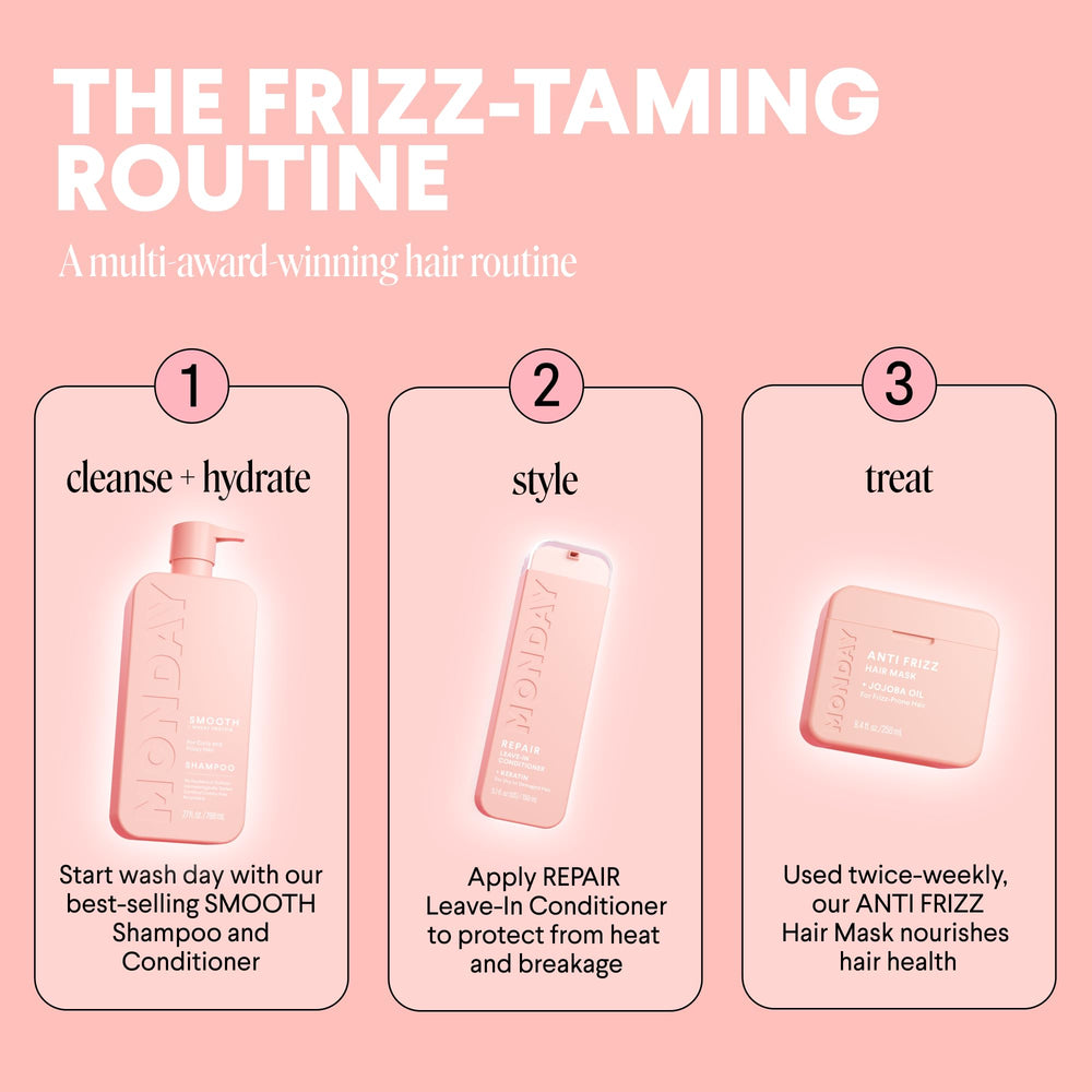 MONDAY HAIRCARE bottle held in hand to show true 798 mL size and household suitability