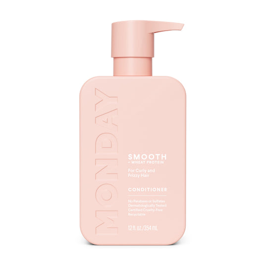 MONDAY HAIRCARE front packaging showing bottle and benefits