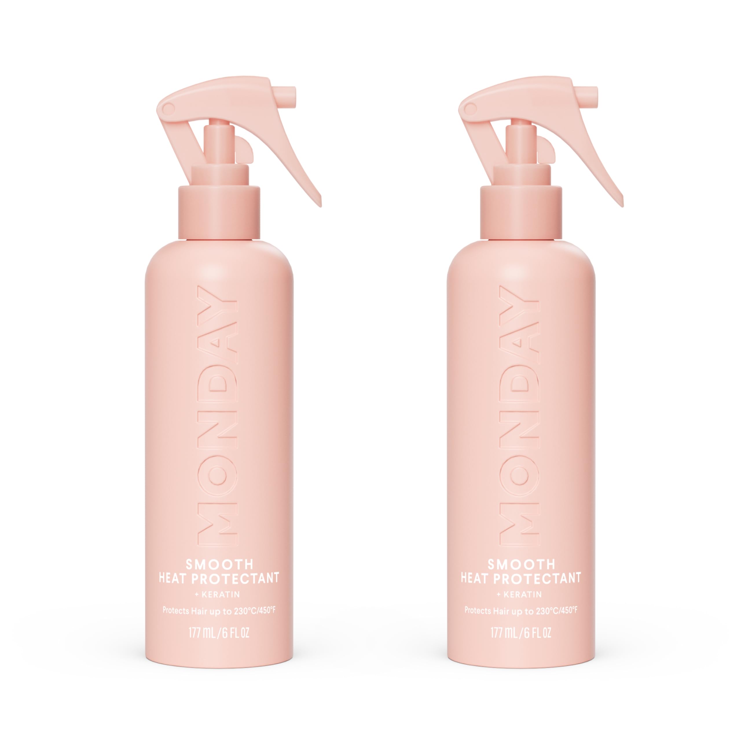 MONDAY HAIRCARE front packaging showing dual 6 oz heat protectants for convenience