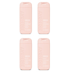 MONDAY Haircare front packaging showing smooth shampoo and conditioner, travel-friendly benefit