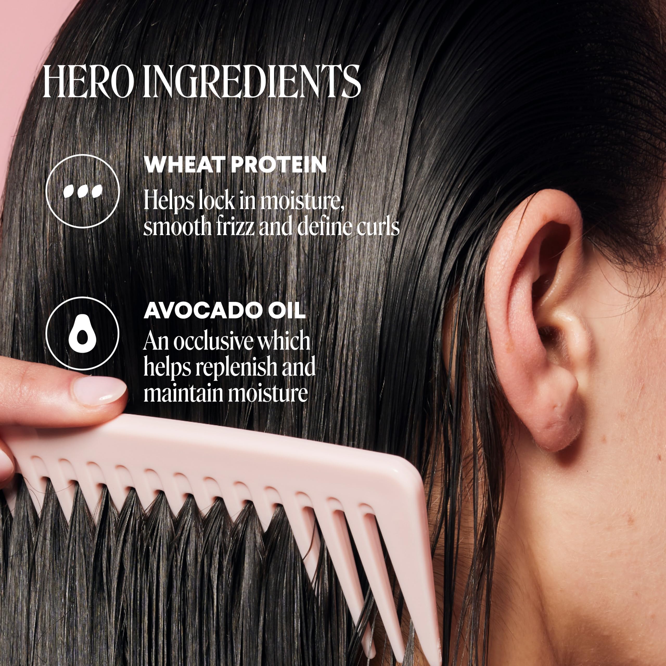 MONDAY Haircare in-use shot under shower, demonstrates frizz control and easy rinsing