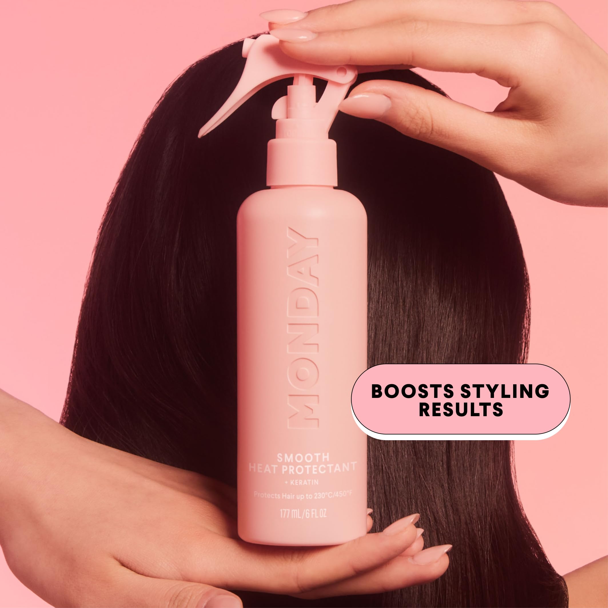 MONDAY HAIRCARE texture sheen close-up showing smoother, shinier hair finish