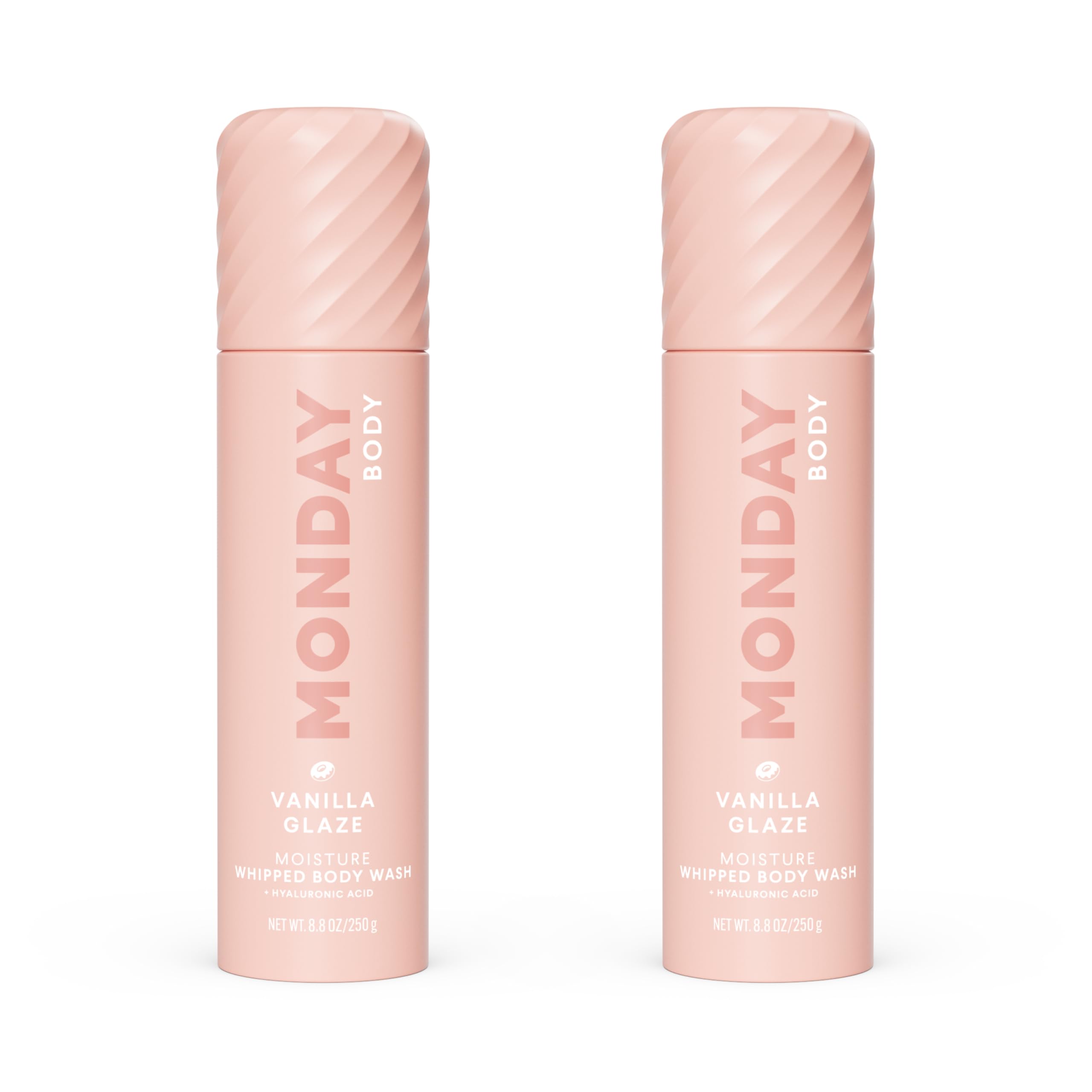 MONDAY HAIRCARE front bottle showing Vanilla Glaze and benefits