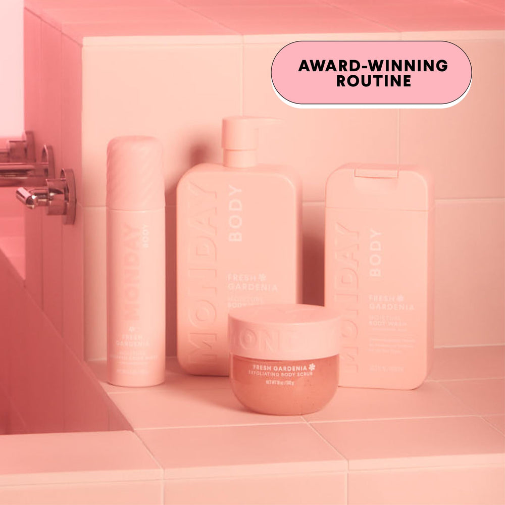 MONDAY HAIRCARE product in bathroom lifestyle scene showing comforting scent benefit