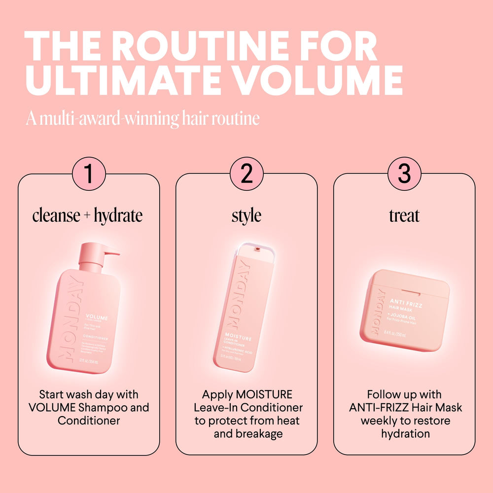 MONDAY HAIRCARE recyclable bottle symbol highlighting eco-friendly benefit