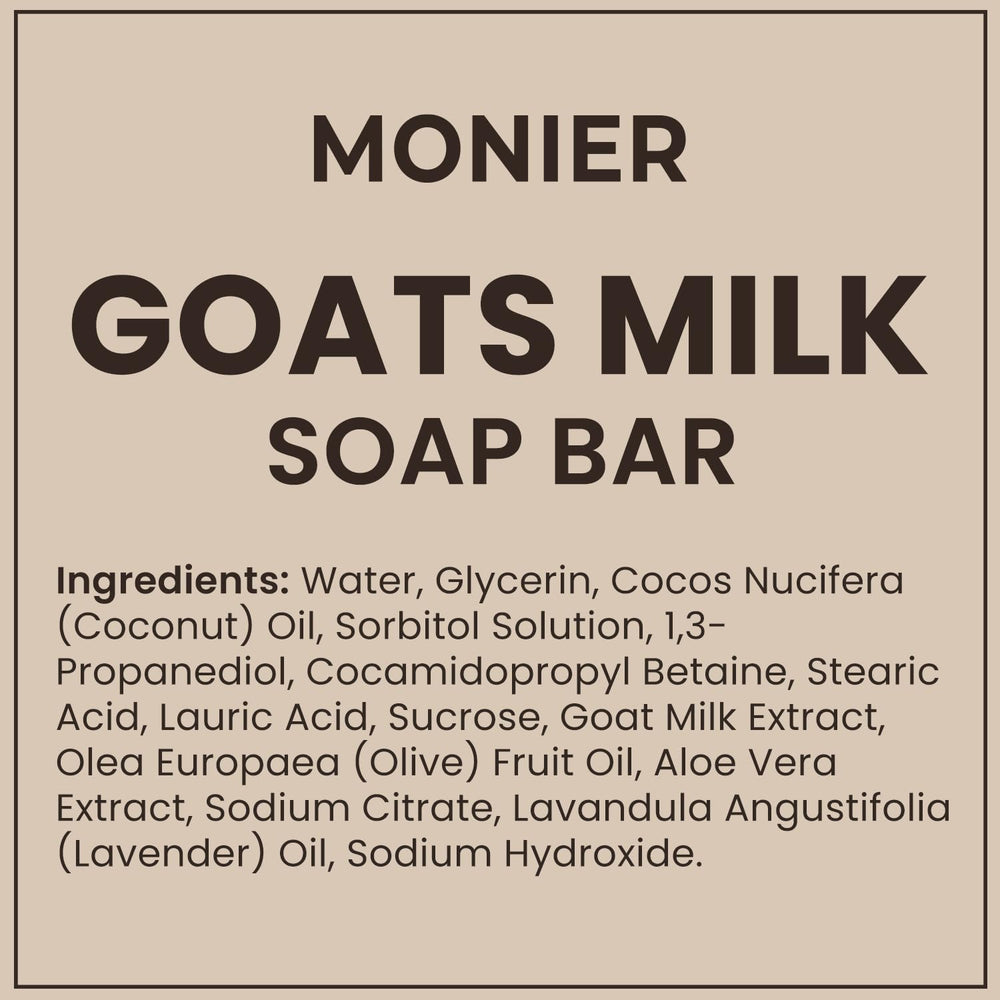 MONIER soap label and ingredient list showing natural formulation clarity
