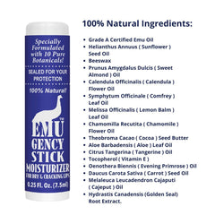 Montana Emu Ranch product label and ingredient list showing certified Grade A emu oil