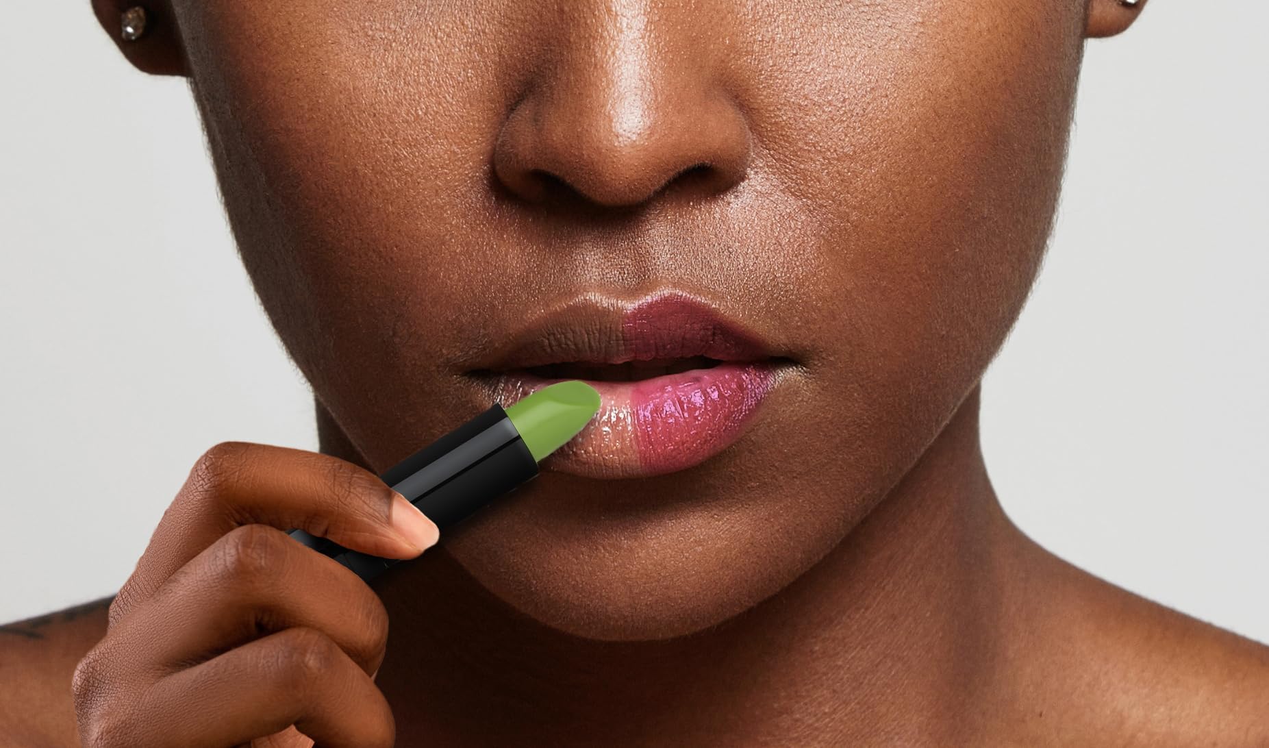 Mood Lips worn after six hours showing long-lasting color retention benefit