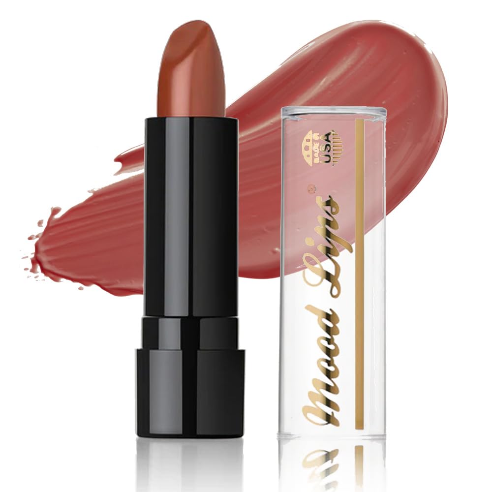 Mood Lips brown front packaging showing product tube and branding for easy shelf recognition