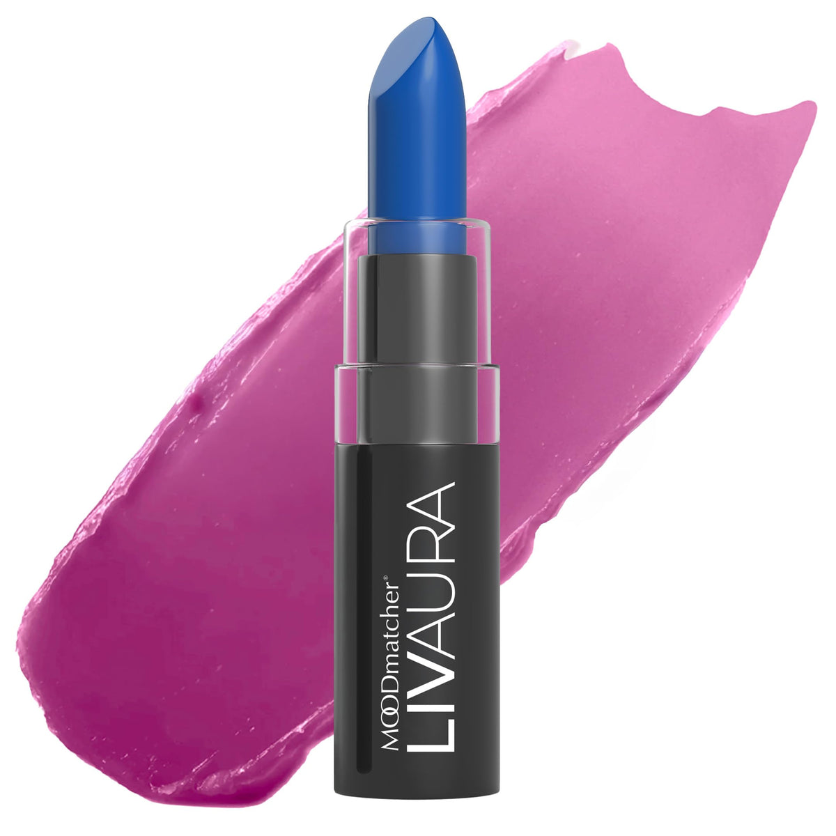 MOODmatcher front tube showing branding and deep blue tone for personalized color