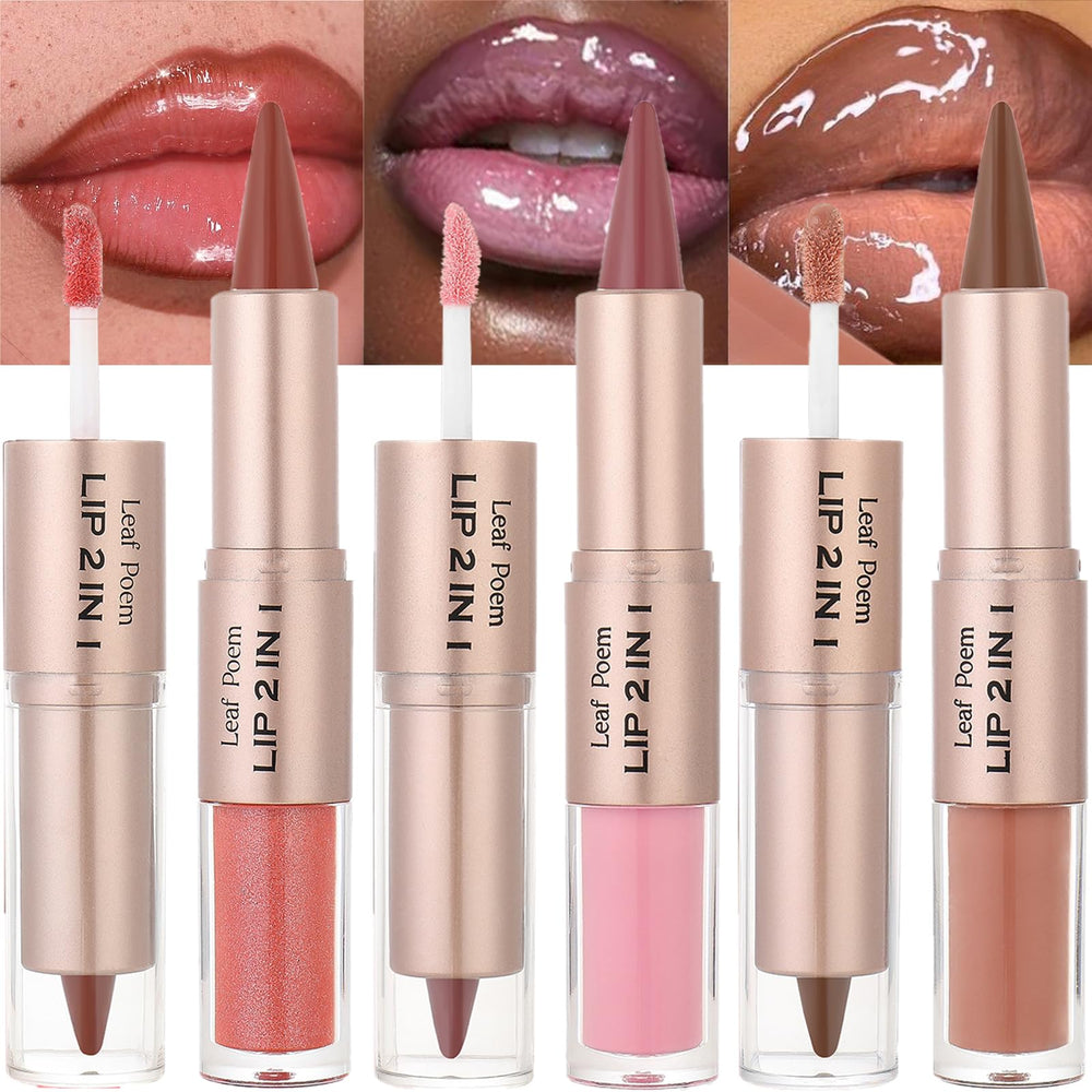 MooGlamor front view of three-piece lip combo packaging showing shades and dual ends for convenience