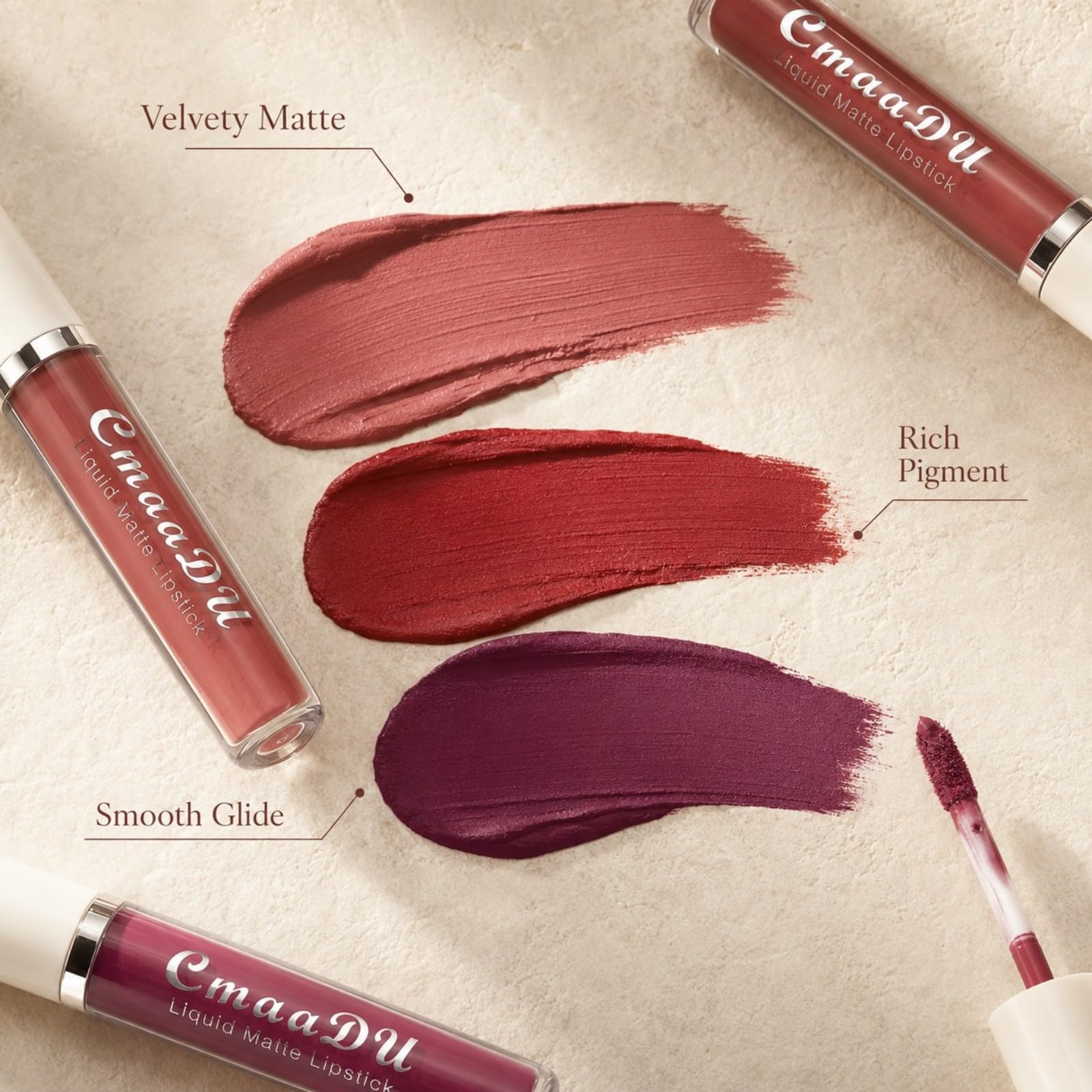MooGlamor lip swatch on skin illustrating true color payoff and buildable coverage benefit