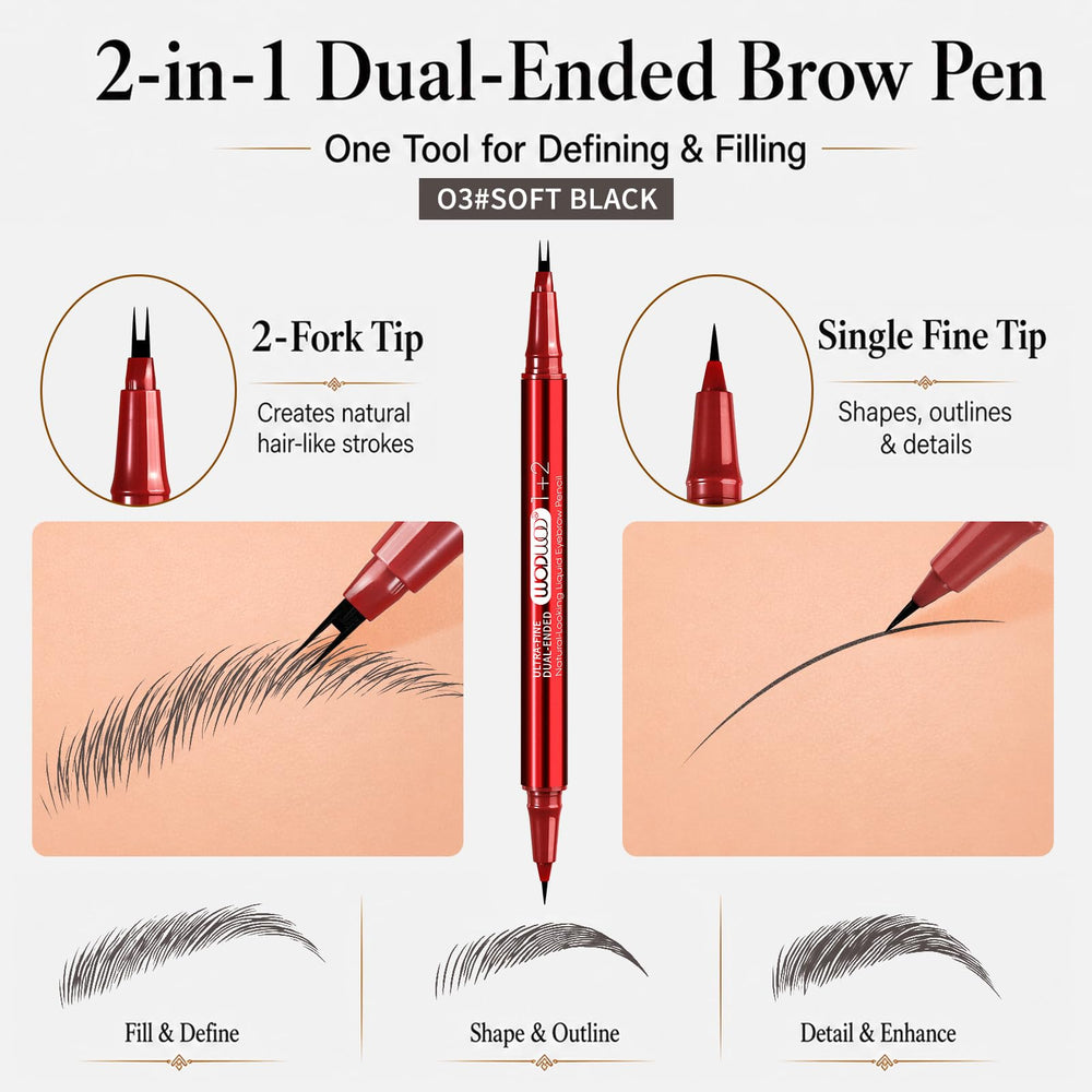 MOOMARTO close-up of 2-fork microblading tip creating precise hair-like strokes