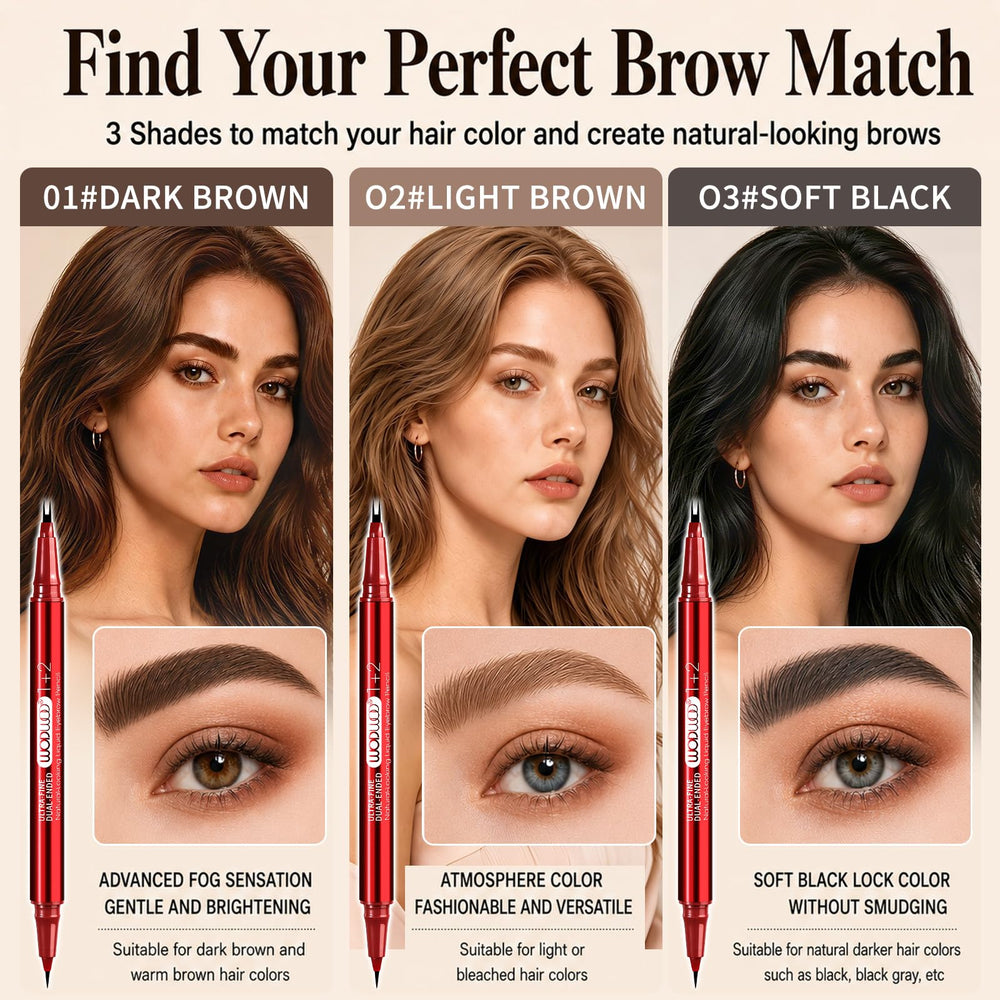 MOOMARTO before and after brows application, visible enhancement and neat definition