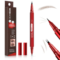 MOOMARTO eyebrow pencil front view shows compact dual-ended design for travel