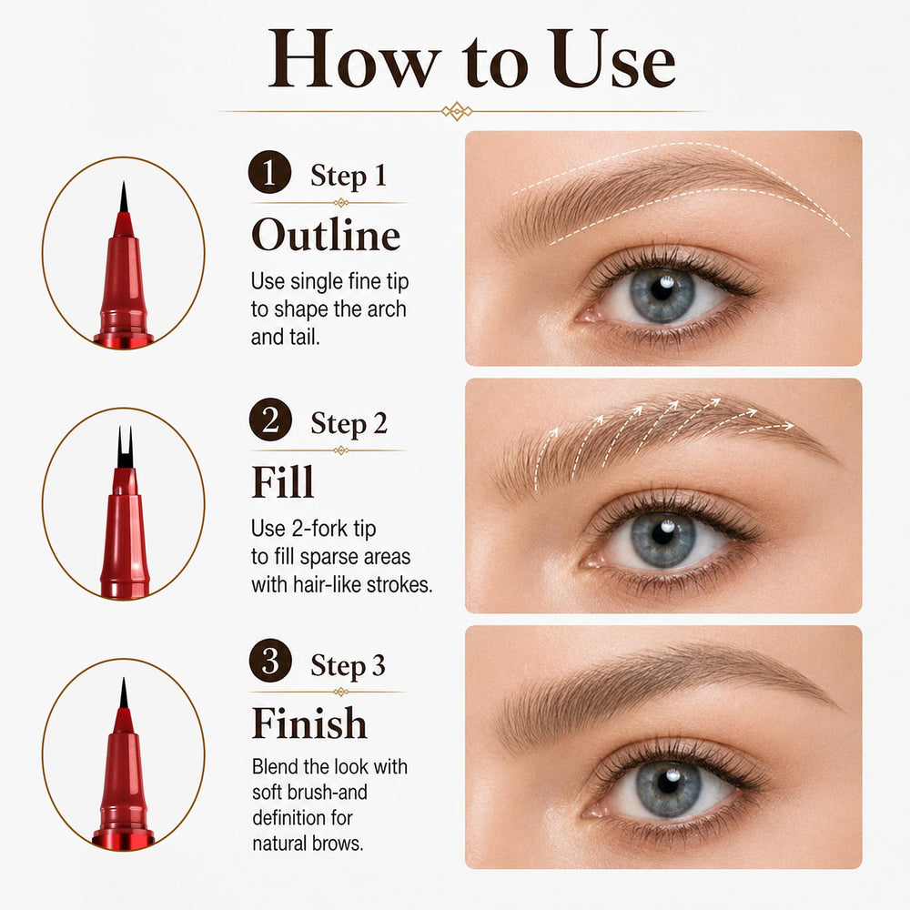 MOOMARTO hair-like strokes on skin demonstrating natural texture and fuller brow effect