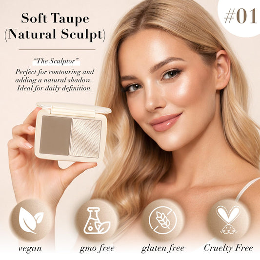 MOOMARTO open palette with mirror showing both contour and highlighter pans