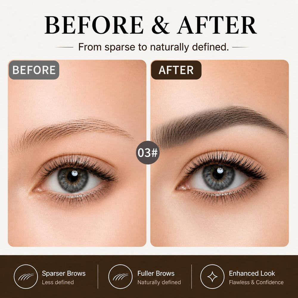 MOOMARTO pen in hand being used to draw short strokes for natural brow definition
