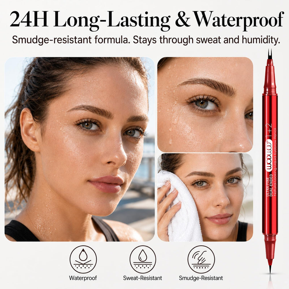 MOOMARTO applied on model left brow demonstrating subtle natural definition