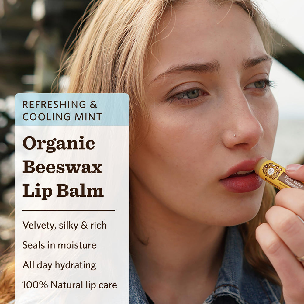 Moon Valley Organics close-up of balm texture melting on contact illustrating smooth application benefit