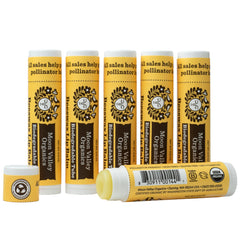 Moon Valley Organics front packaging showing six Sweet Honey balm tubes and eco-friendly box