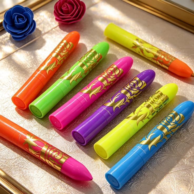 Moonear crayons next to ruler for compact size and portability