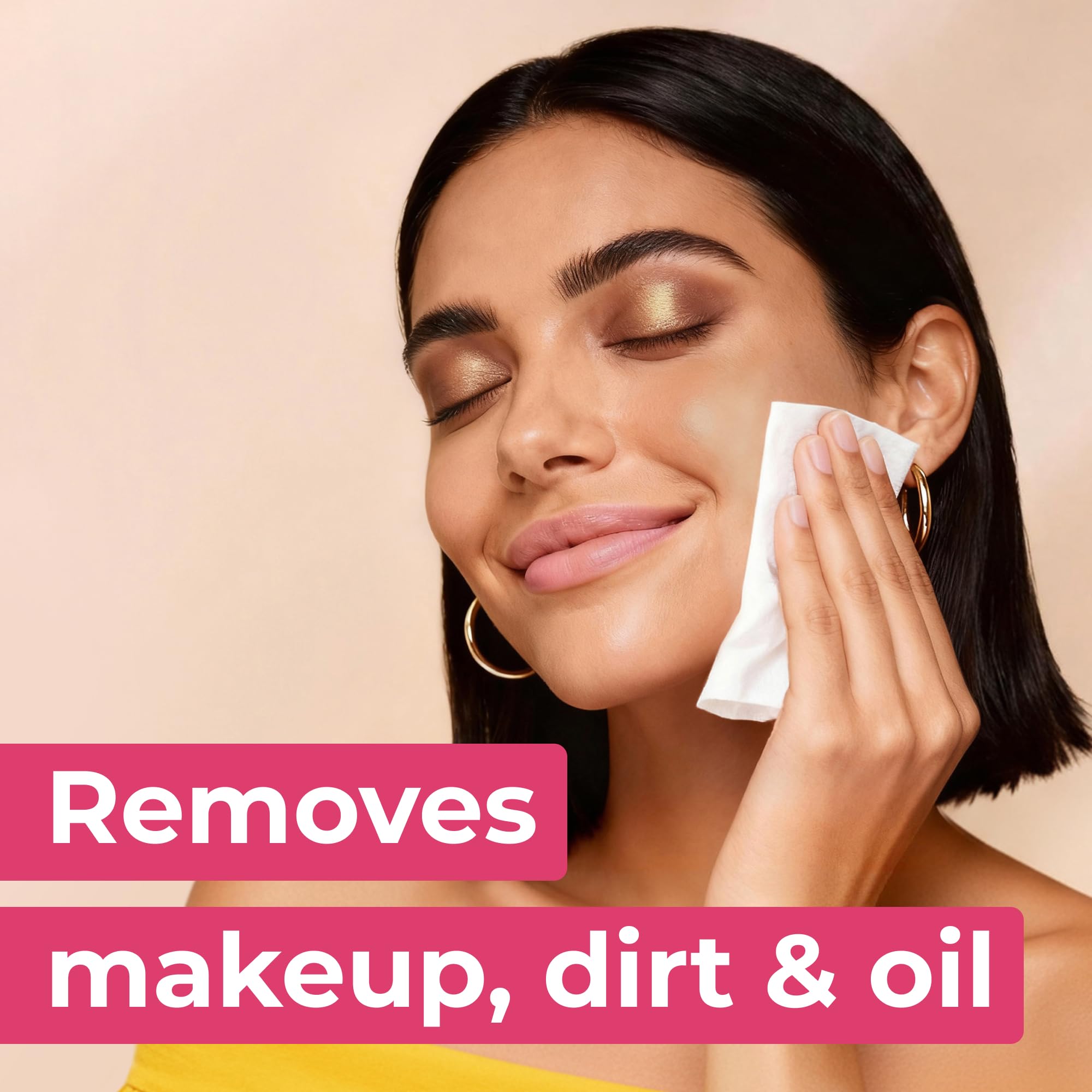 MOONIES wipe in hand demonstrating easy makeup removal on the go