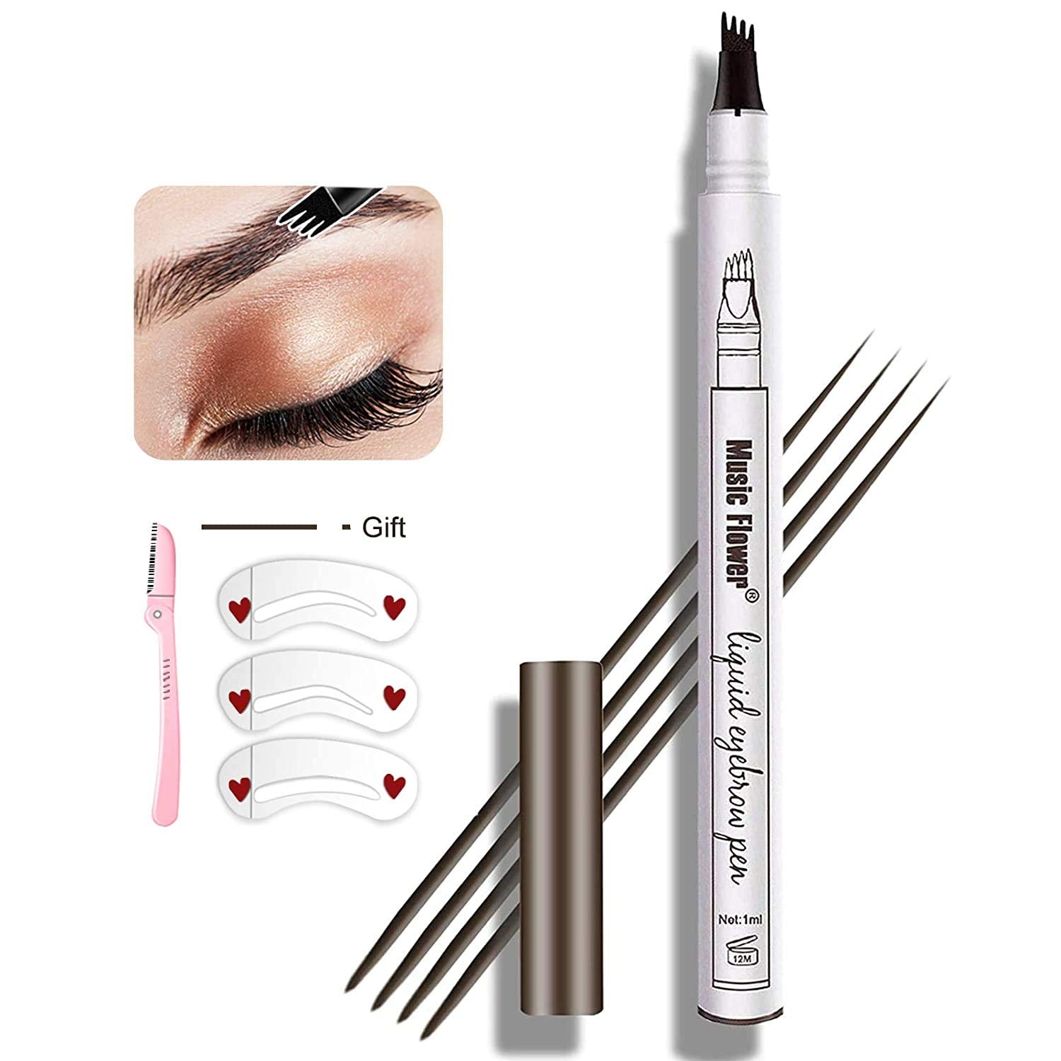 MoonKong front packaging showing complete eyebrow pen kit and convenient benefits