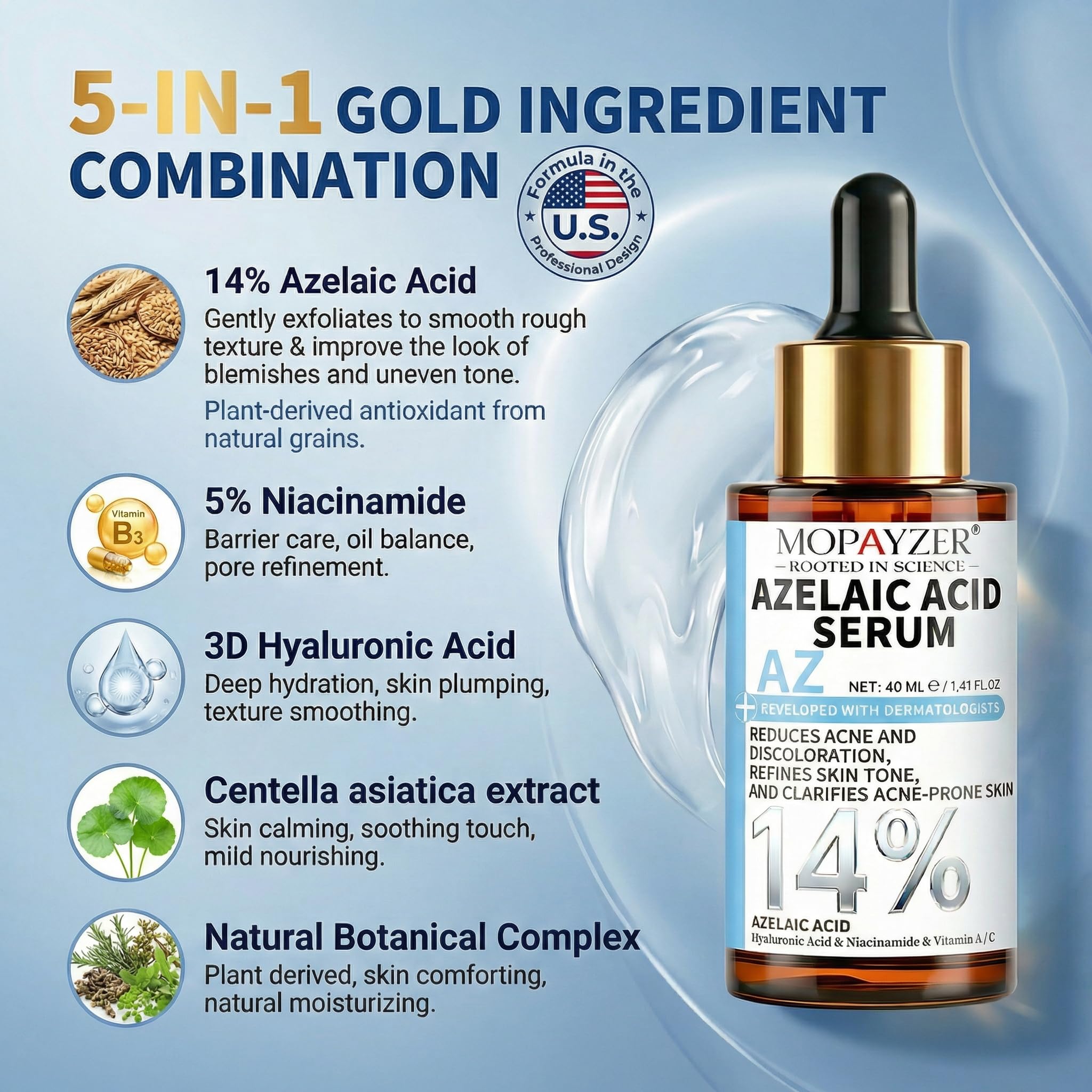 mopayzer ingredient close-up highlighting niacinamide and hyaluronic acid benefits