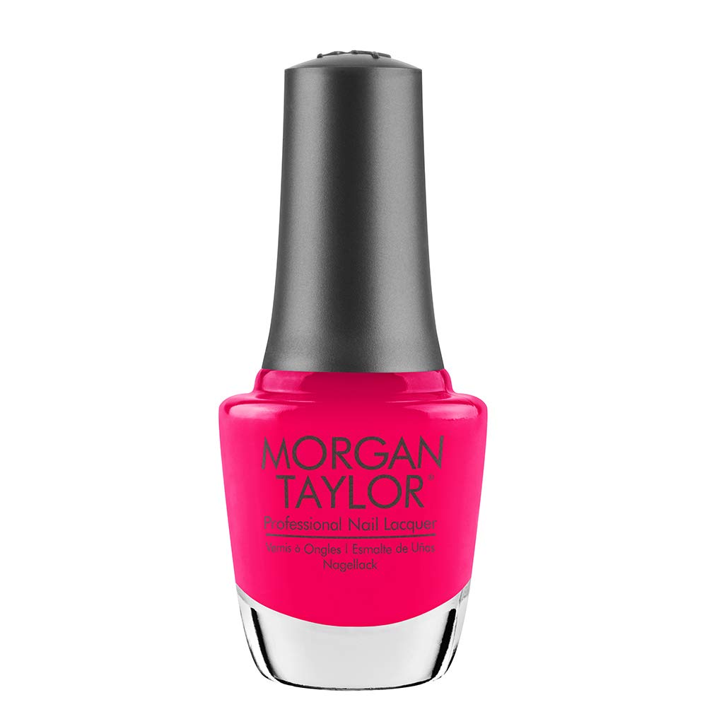 Morgan Taylor front bottle showing bright pink color and glossy salon finish