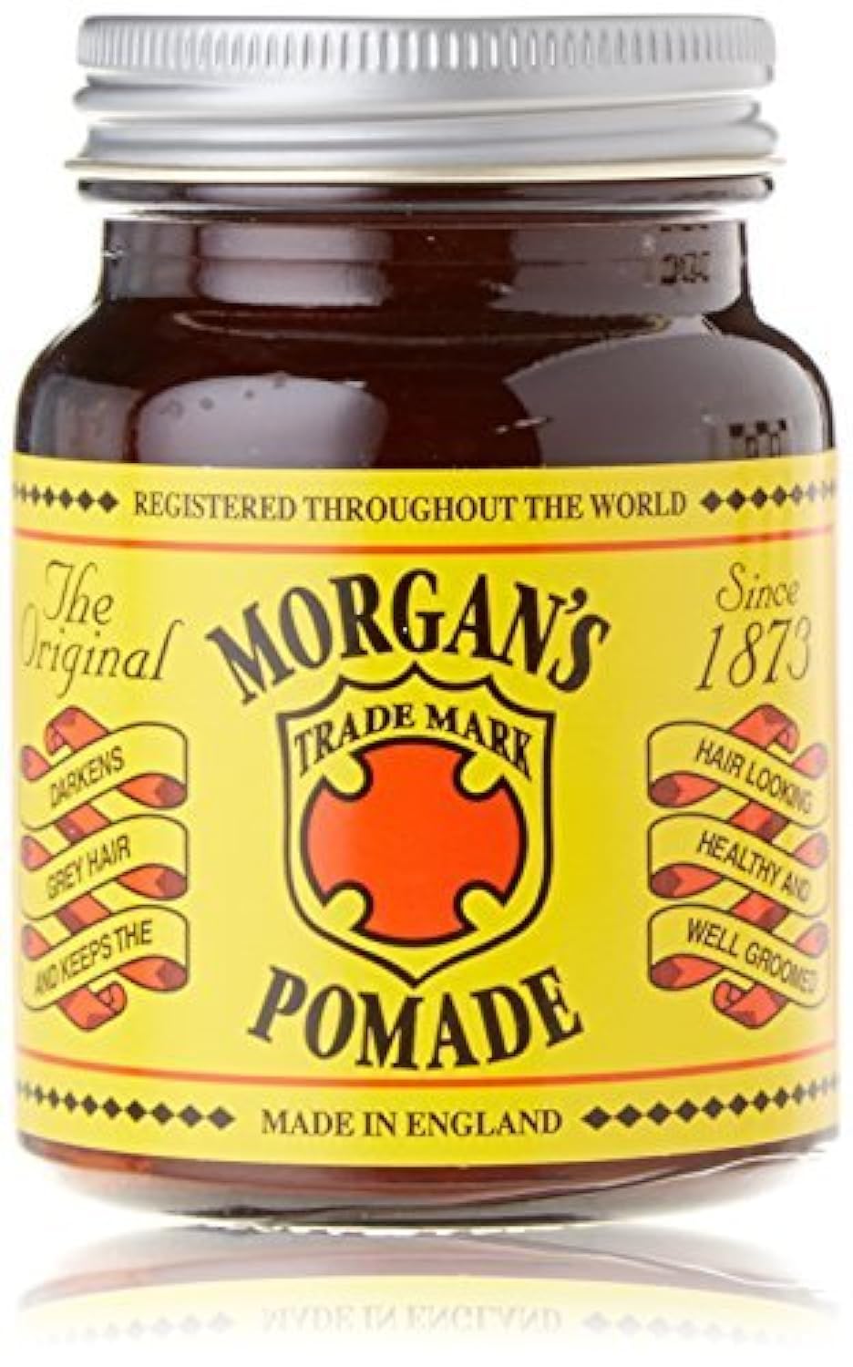 Morgans pomade front label showing product and nourishing styling benefits